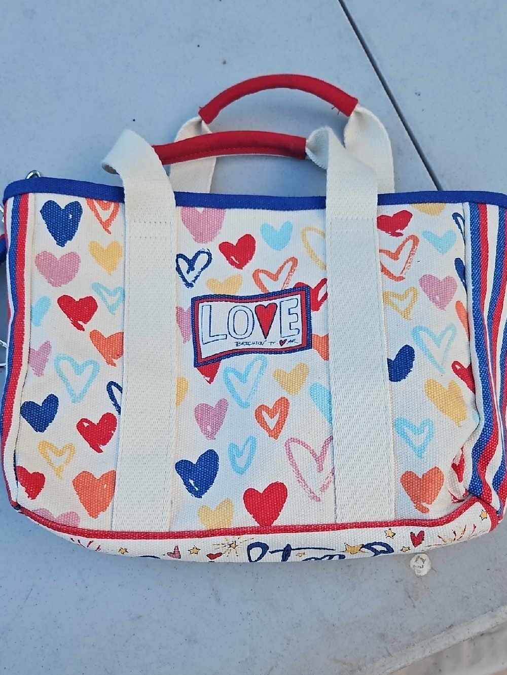 LOVE Multicolor Heart-Print Canvas Tote Bag for Women BRIGHTON
